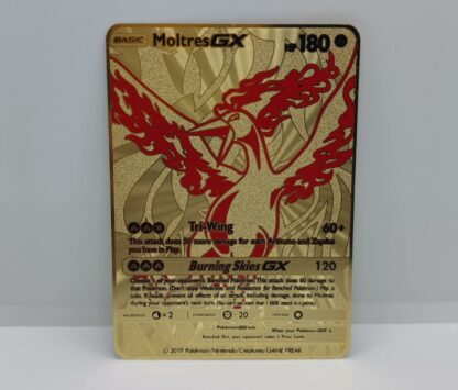 Moltres GX dorata Pokemon metal card