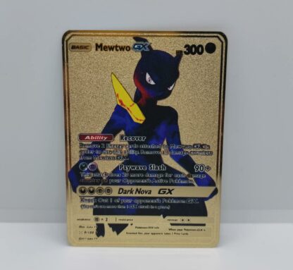 MewTwo GX 9/100 dorata Pokemon metal card