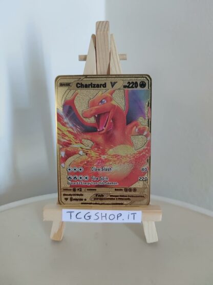 Charizard V Pokémon metal card
